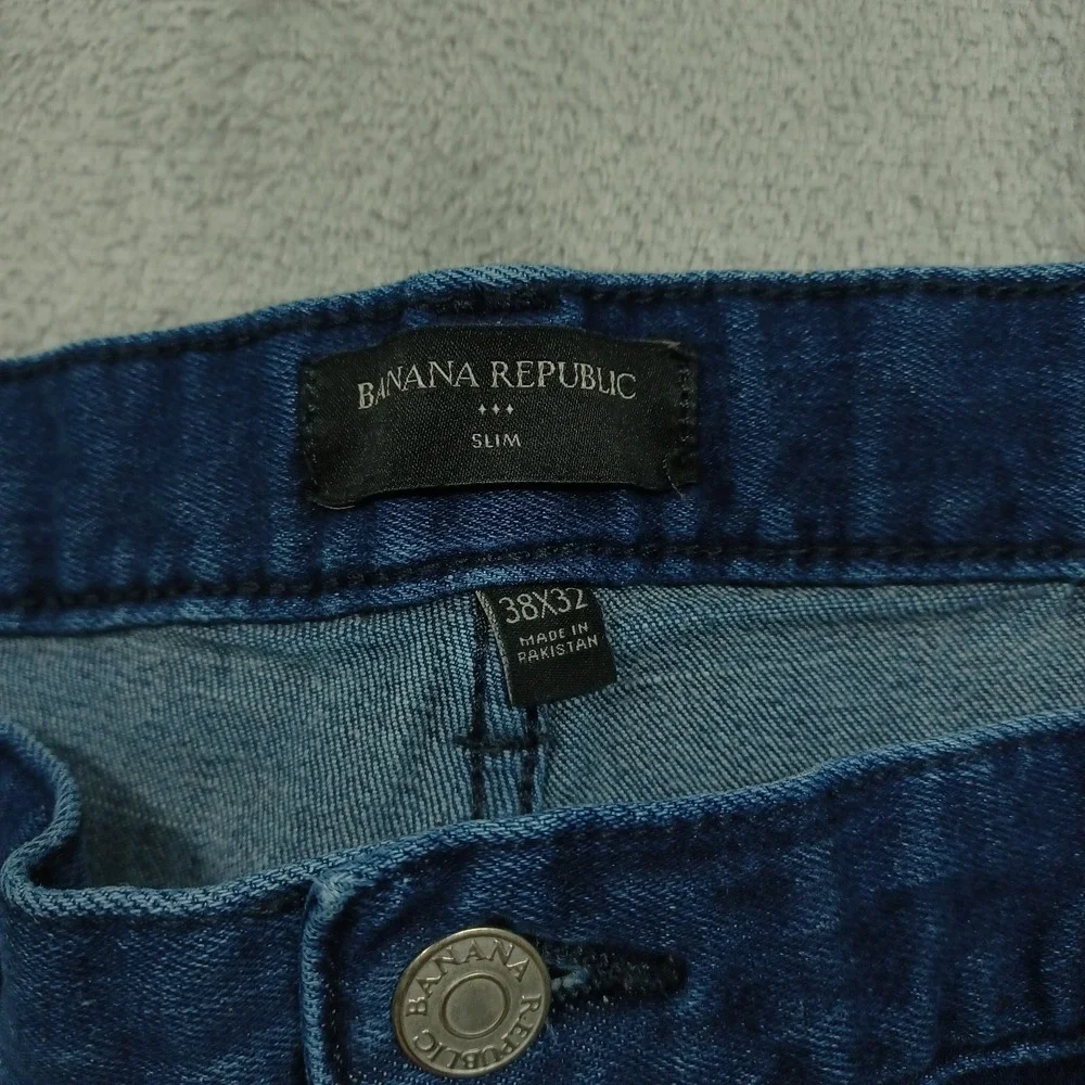 Banana Republic‎ Jeans Men 38x32 Blue Denim Slim Fit Straight Pockets Casual